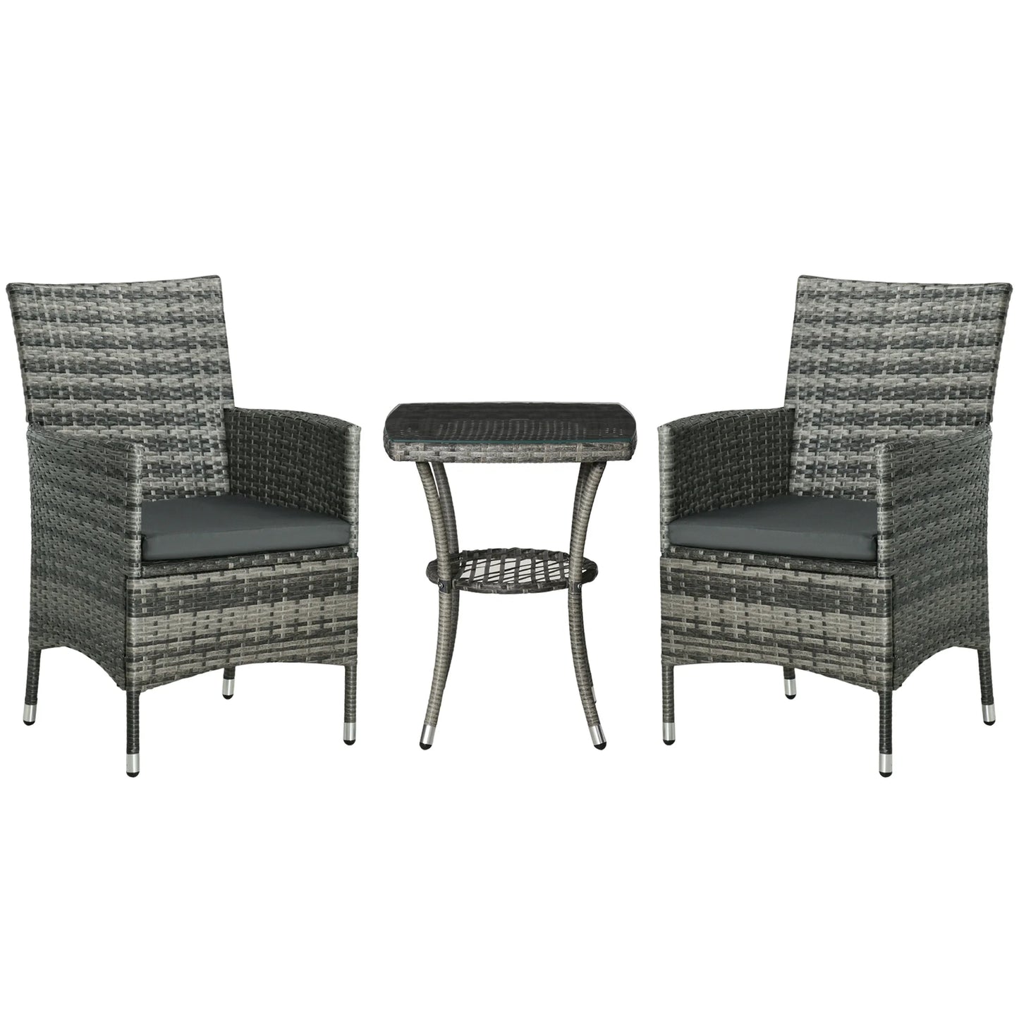 Tuinset – Balkonset – Bistroset – Loungeset – Compact – Weerbestendig – Inclusief Kussens - 60 x 58.5 x 89.5 cm - Donkergrijs
