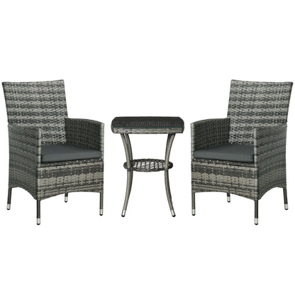 Tuinset – Balkonset – Bistroset – Loungeset – Compact – Weerbestendig – Inclusief Kussens - 60 x 58.5 x 89.5 cm - Donkergrijs