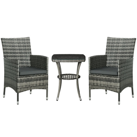 Tuinset – Balkonset – Bistroset – Loungeset – Compact – Weerbestendig – Inclusief Kussens - 60 x 58.5 x 89.5 cm - Donkergrijs