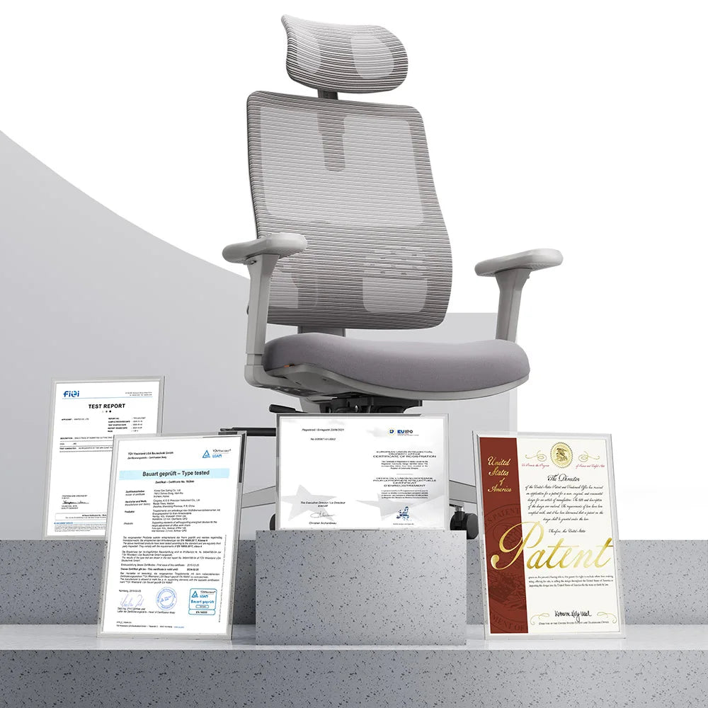 Ergonomische Bureaustoel – Comfortabele Bureaustoel – Verstelbare Stoel – Mesh Bureaustoel – Automatisch Lendesteun-Systeem – 3D Verstelbare Armleuningen - Grijs