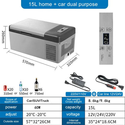 Mini-Koelkast – Compacte Koelkast – Autokoelkast – Camper Koelkast – 12V 24V 220V – Lichtgewicht – Laag Energieverbruik - 15L