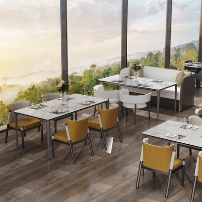 Eettafel – Eettafel Rechthoekig – Sintered Stone Tafel – Moderne Tafel – Hittebestendig Tafelblad – Aluminium Poten – Krasbestendig - 160 x 80 x 74 cm - Wit
