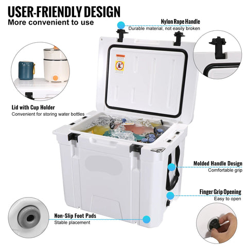 Cooler Box - Coolers - Cooler Box Car - Cooler Box - 45QT - Cooler Box Small - with Heavy Duty Handle, Ice Chest Lunch Box