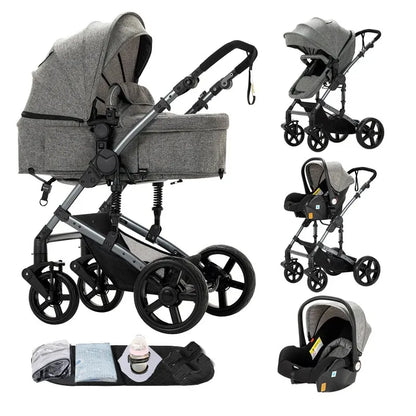 Baby Stroller 3 IN 1, Carseat Stroller Combos, Baby Stroller Multifunctional High Landscape Baby Pram Compact Pushchair Infant - QUORE