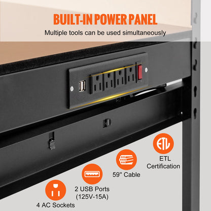 Werkbank – Werktafel – Knutselbank – Werkbank Met Opbergruimte – A3 Staalconstructie – 14W LED-Verlichting – 100 Kg Draagkracht