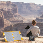 Zonnepaneel - Zonnepanelen Compleet Pakket - Zonnepaneel Opvouwbaar - Zonnepaneel Camper - 18V - 60W Opvouwbaar Zonnepaneel - Draagbare Zonnelader met DC-Uitgangen - 2 USB-Uitgangen - Oranje