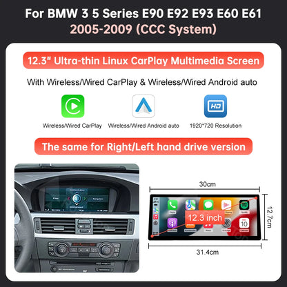 12,3 Inch Ultra-Dun Multimedia Display – Auto Scherm – Navigatie Scherm – Touchscreen Interface – Multimedia Paneel – Draadloos CarPlay – Android Auto Ondersteuning