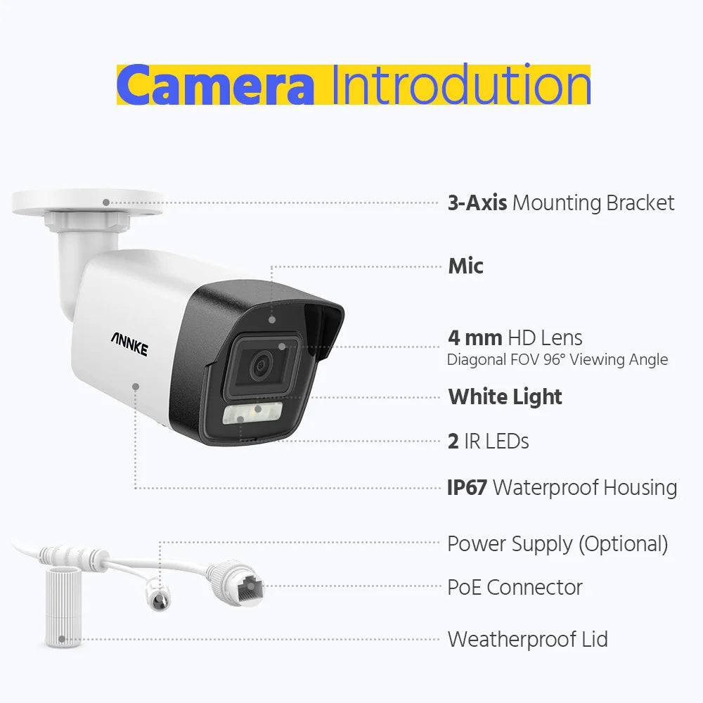 8-kanaals 4K NVR Beveiligingssysteem – Beveiligingscamera Set – IP Camera Systeem – CCTV Bewaking – 8MP Ultra HD – PoE Aansluiting – Nachtzicht 30 Meter – Bewegingsdetectie Met Audio