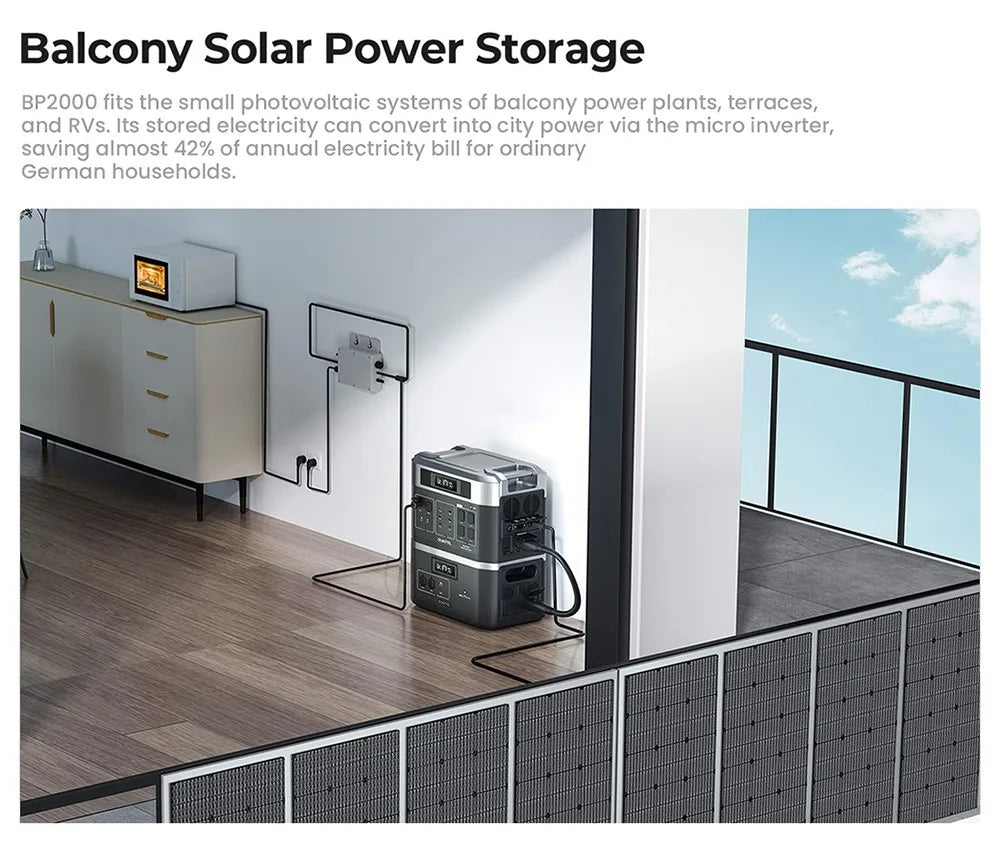 Mobiele Power Station – Draagbare Accu – Noodstroom Generator – Camping Accu – UPS Functie – 2048Wh Capaciteit – 2200W Pure Sinusgolf
