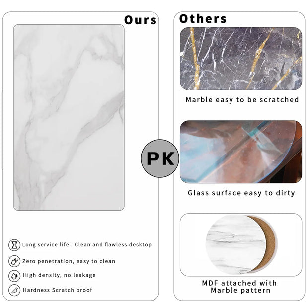 Ronde Bijzettafels - Tafeltje - Salontafels - Set van 2 - Marmerlook - Gouden Metalen Frame - Nesting Tafels - Anti-vervorming - Ruimtebesparend - Wit