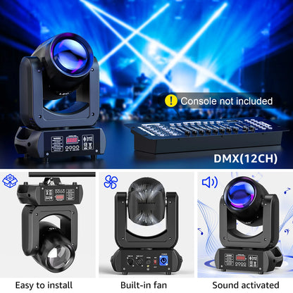 Moving Head Beam Light – Moving Head Spot – DJ Licht – Podiumverlichting – Theaterlamp – Set Van 2 EU Plug – 150W Cob Led – 18 Prismen Effect - QUORE