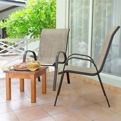 Tuinstoelen – Buitenstoelen – Stapelbare Stoelen – Tuinmeubilair – Stalen Frame – Ademend Teslin Doek