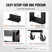 Boekenkasten - Boekenplank - Opbergrek Organisator - 4-Tier - Houten Boekenplank - Zes-Layer Sling Boekenkast - voor Kinderkamer Speelkamer Kleuterschool Kinderdagverblijf - Boek - Zwart