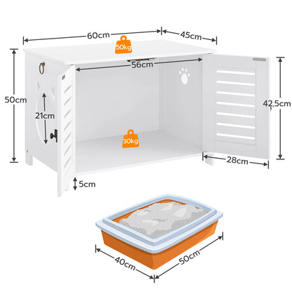 Kattenbakkast – Kattenbak Meubel – Kattenbak Verbergkast – Kattenbak Kast – Dubbele Deuren – Ventilatie Roosters – Hout