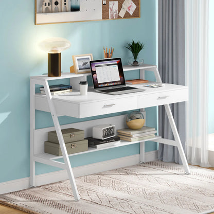 Bureau – Werktafel – Computerbureau – Schrijftafel – Compact Ontwerp – Metalen Frame – Ergonomische Monitorverhoger