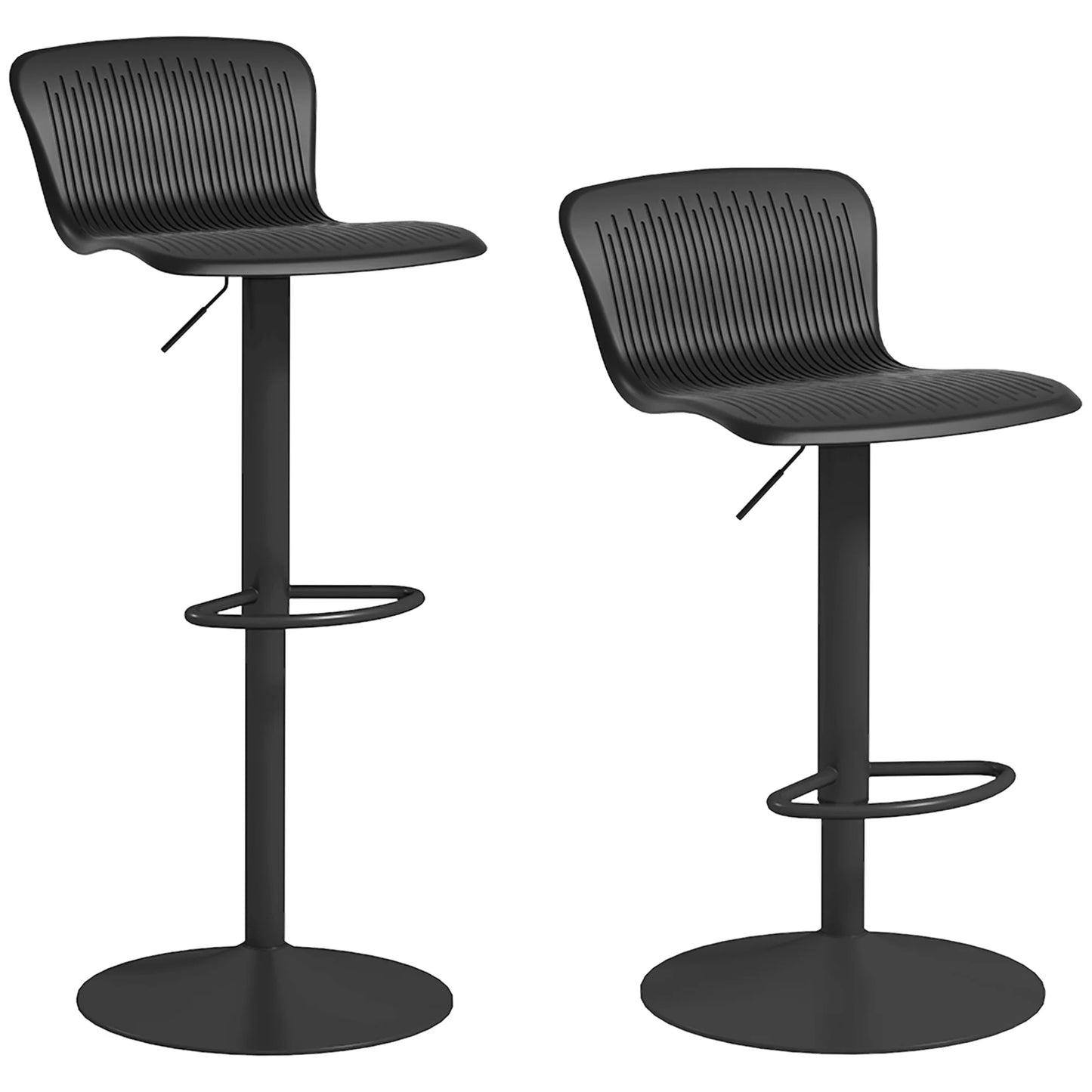 Barkrukken – Barkruk – Barstoel – Hoge Stoel – Keukenstoel – Zwart – Verstelbare Hoogte 57-78 cm – 360° Draaibare Zitting - QUORE