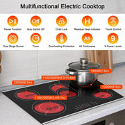 Inductie kookplaat - Induction Hob - Elektrische Brander - 30 Inch Elektrische Kookplaat - 5 Branders - Keramische Kookplaat - Inbouw Elektrische Stralingskookplaat - 8400W - Induction Cook Top - Inductie Fornuis - Zwart