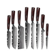Keukenmessen - Knife set - Chef Knife - Knives - Kitchen Knife - Laser Damascus Roestvrij staal - Japanse Santoku - Vissnij-vleesmes - ABCDEFHG-model