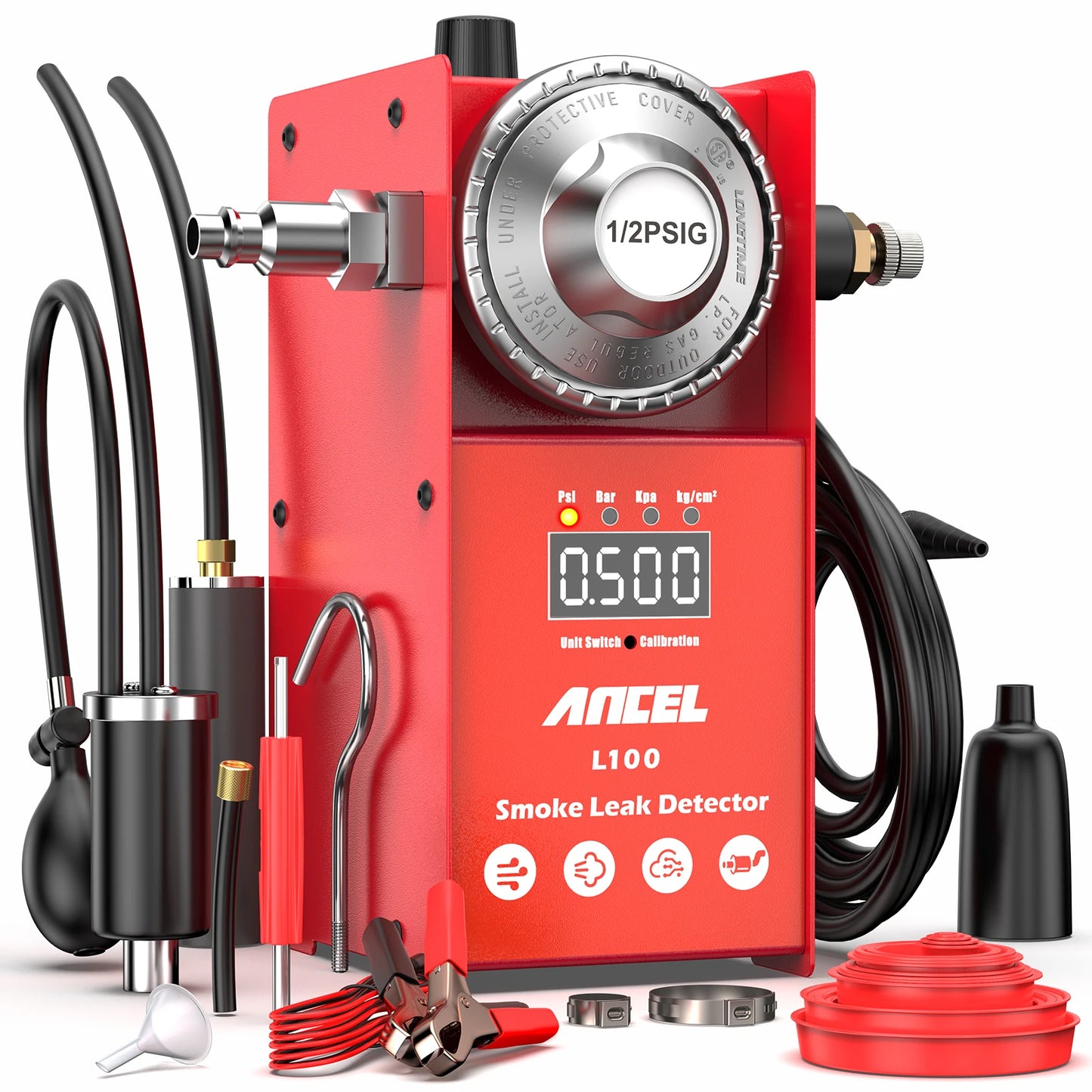 Rookmachine Voor Auto’s – Lekzoeker – Rookgenerator – Lekkage Tester – 12V Aansluiting – Digitale Drukmeter – Compleet Testpakket