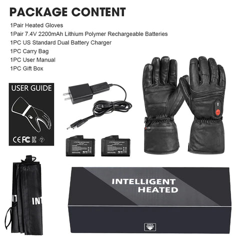 Savior Heat - Heated Gloves - Electric Heated Gloves - Rechargeable Battery - Ski Heated Gloves - Ski Snowboarding Motorcycle - Size: L - Black