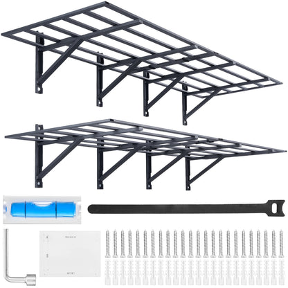 SucceBuy 2-Layer Garage Storage Shelving Wall Mounted Tool Box Rack Tool Cabinet Floating Shelves Holder for Shop Workshop - QUORE