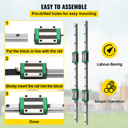 Geleiderail - 2Pcs lineaire geleiderail - koppelstrip set - 700MM - Slide Block - 4Pcs Slide Blocks RM1605 Kogelomloopspil W/Kogelmoer BF12/BK12 Moer- voor CNC DIY Frezen