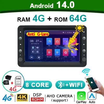 Autoradio – Auto Stereo – Multimedia Speler – Car Audio – Dash Radio – 7 Inch Touchscreen – Draadloos CarPlay & Android Auto