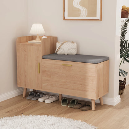Schoenenbank – Schoenenkast – Schoenenrek – Zitbank – Opbergbank – Met 3 Lades – Compact Landelijk Design 100x30x69,5 cm