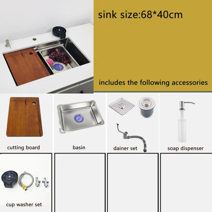 Onderbouwspoelbak – Spoelbak RVS – Keukenspoelbak – Enkele Spoelbak – Spoeltafel – 68x40 cm – Roestvrij Staal 304 – Watervalkraan Multifunctioneel