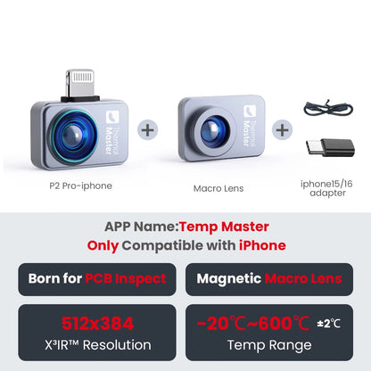 Warmtebeeldcamera – Thermische Camera – Infraroodcamera – Warmte Scanner – Compacte Warmtebeeldsensor – 256x192 Resolutie – 15x Zoom - ios kit