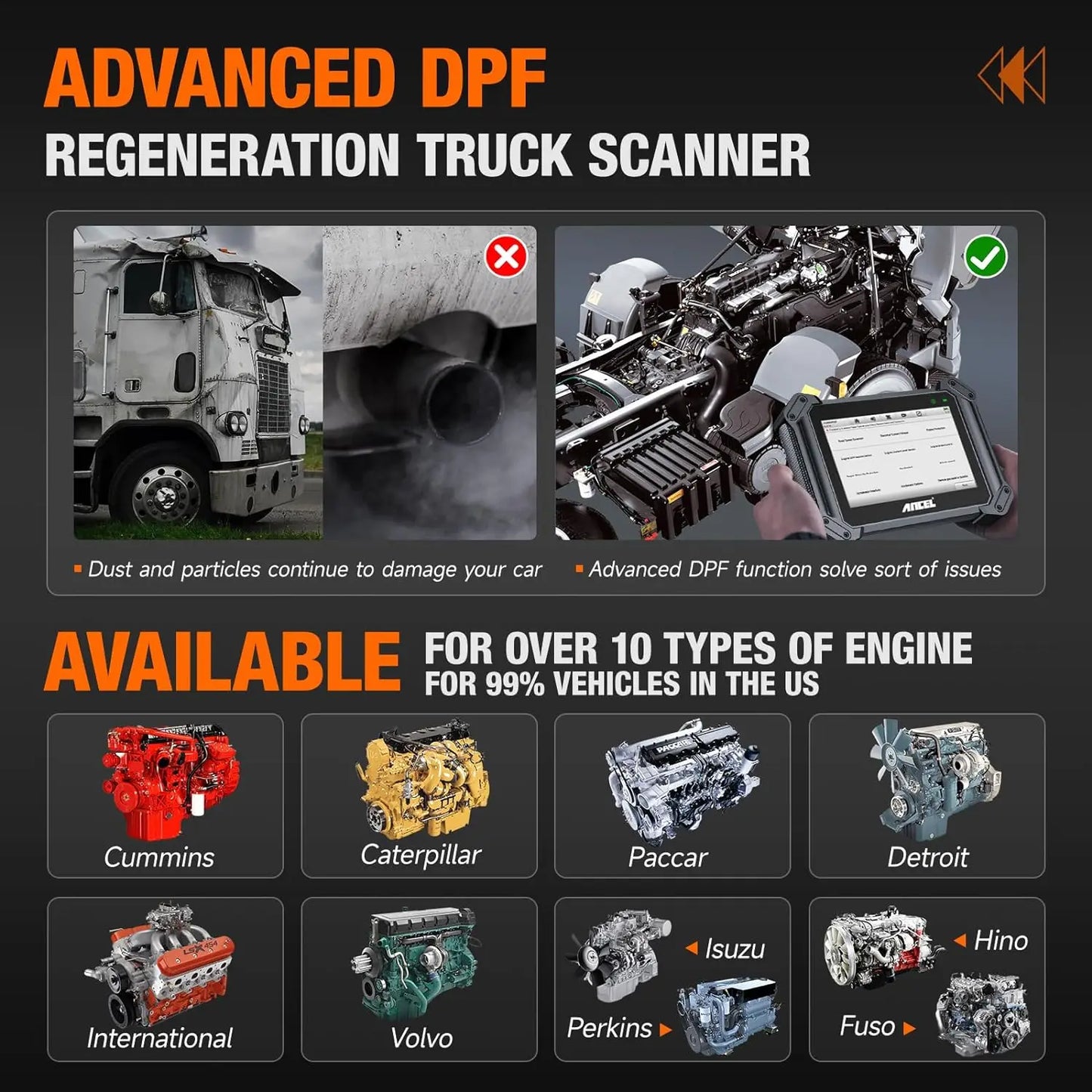 Diagnose Tool Zware Dieselvoertuigen – Truck Scanner – OBD Scanner – Diagnoseapparaat – Onderhoudsreset – 8-Inch Touchscreen – Bluetooth Connectivity