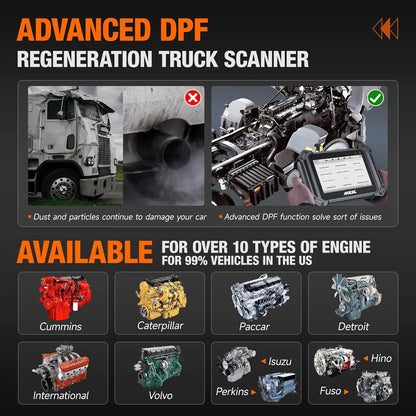 Diagnose Tool Zware Dieselvoertuigen – Truck Scanner – OBD Scanner – Diagnoseapparaat – Onderhoudsreset – 8-Inch Touchscreen – Bluetooth Connectivity