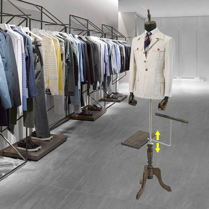 Mannequin Heren – Paspop Man – Kledinghouder – Displaysieraad – Etalagepop – Verstelbare Hoofdlengte 150-180 cm – Linnen Bekleding Wit