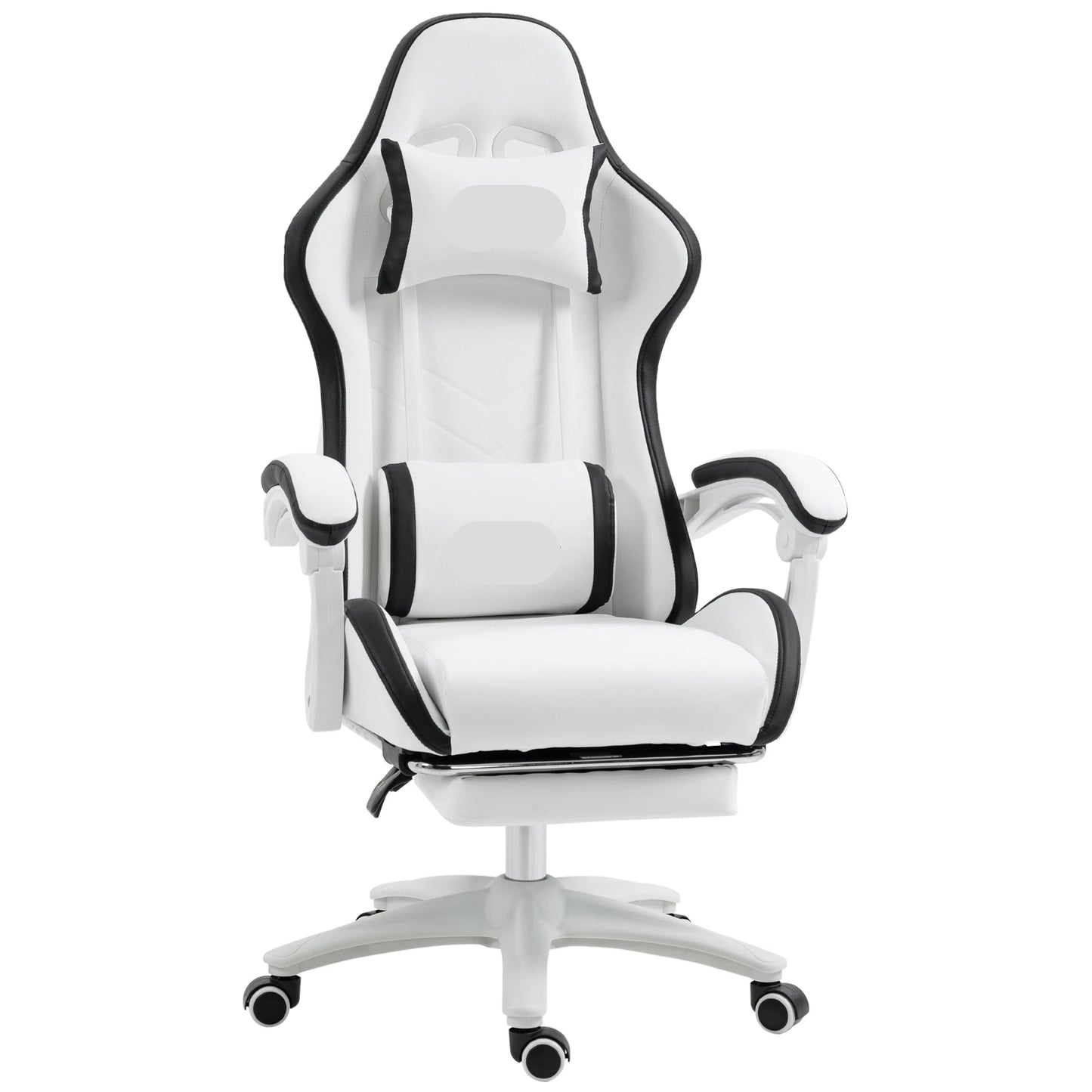 Gamingstoel – Gamestoel – Bureaustoel – Gaming Chair – Racing Chair – Verstelbare Rugleuning 135° – Uittrekbare Voetensteun - Wit