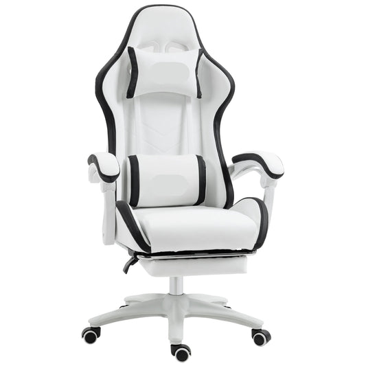 Gamingstoel – Gamestoel – Bureaustoel – Gaming Chair – Racing Chair – Verstelbare Rugleuning 135° – Uittrekbare Voetensteun - Wit