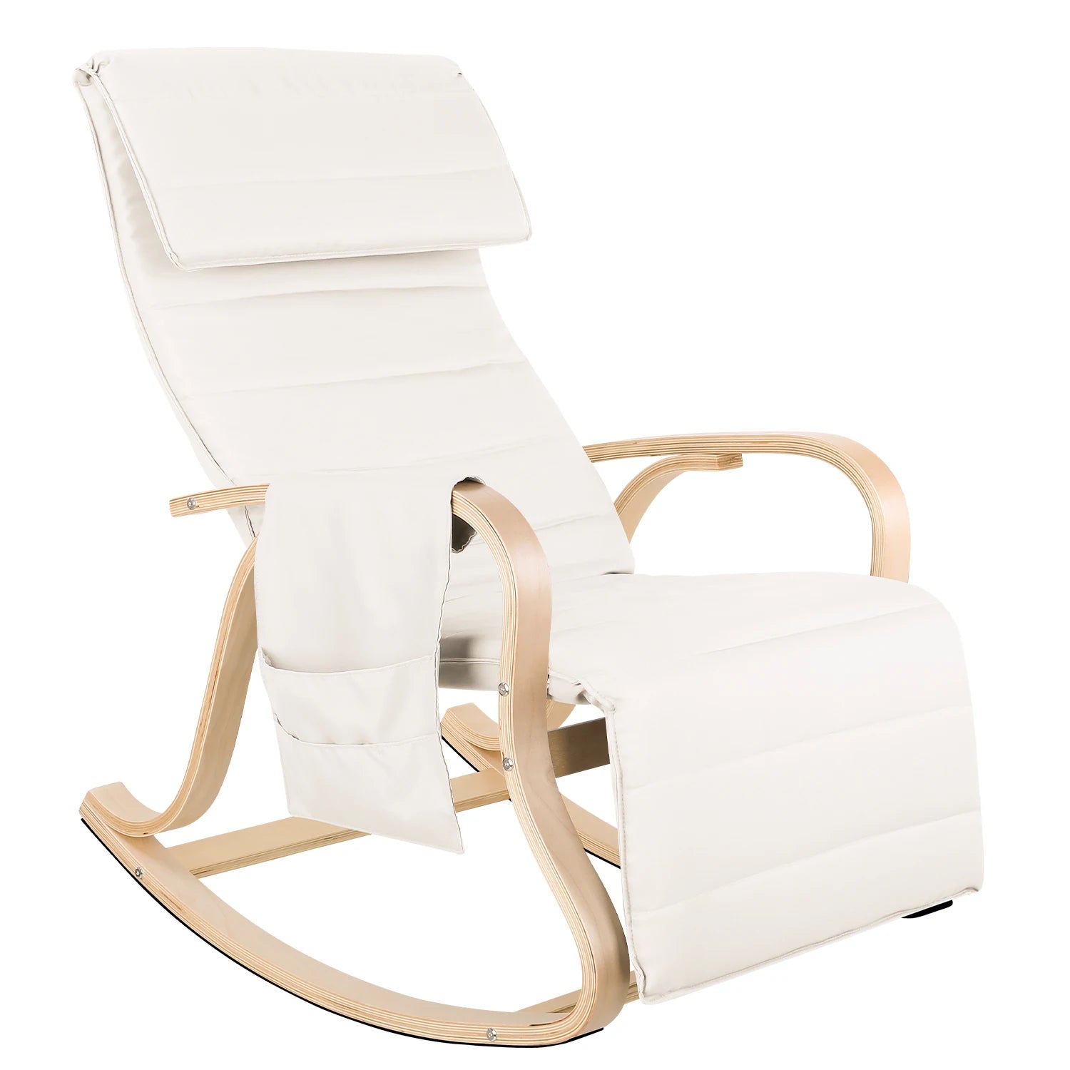 Schommelstoel - Relaxstoel - Fauteuil - Voedingsstoel - met Armleuningen en Voetensteun voor Slaapkamer en Woonkamer - Beige - QUORE