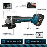 WS-J7-A2 - Angle Grinder - 20V - 60Hz - M14 Spindle - 10000RPM - Angle Grinder - Angle Grinders - Grinder - Blue
