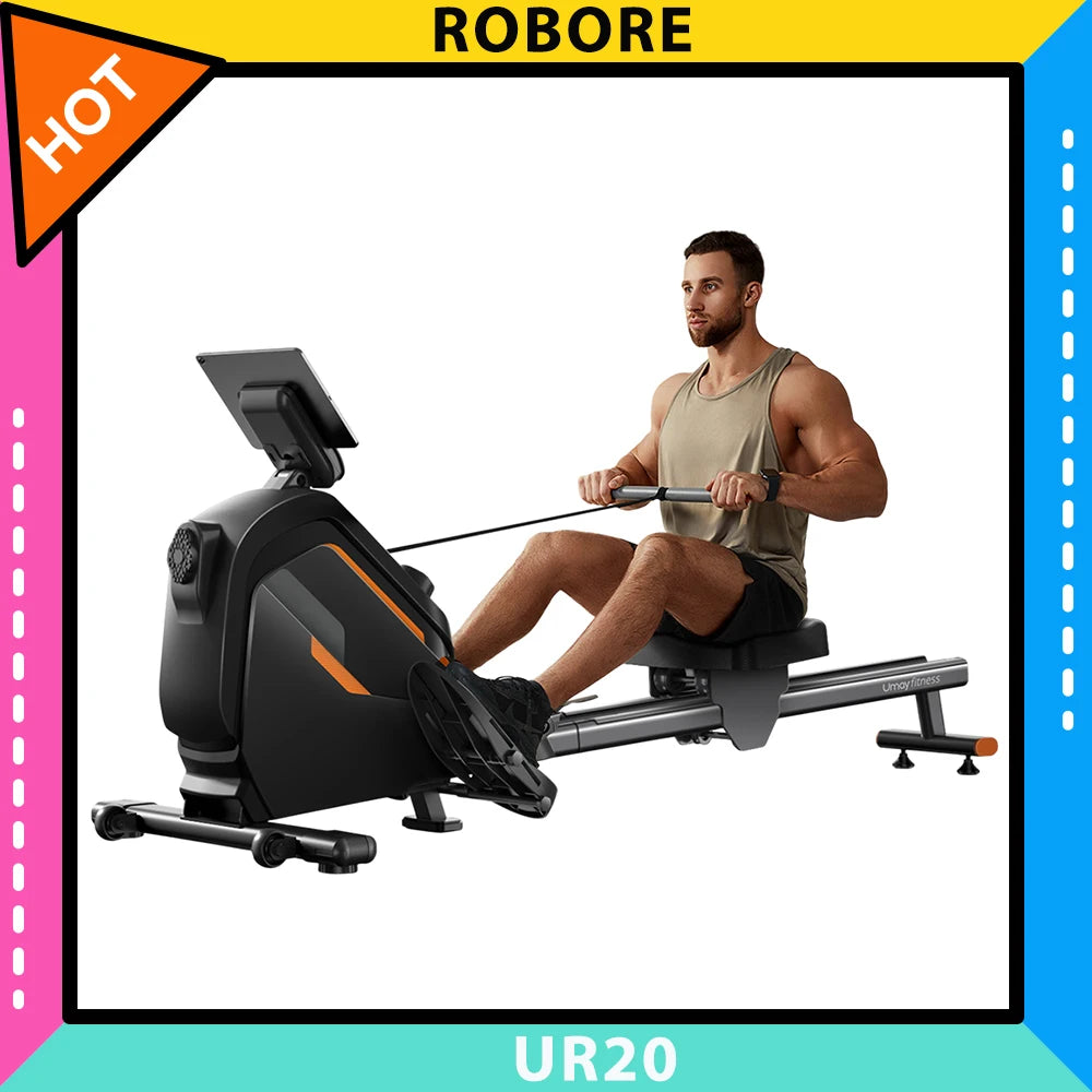 ROBORE UR20 Rower Machine with 126cm Extended Track, 16-Level Magnetic Resistance, 160kg Weight Capacity, Silent Operation