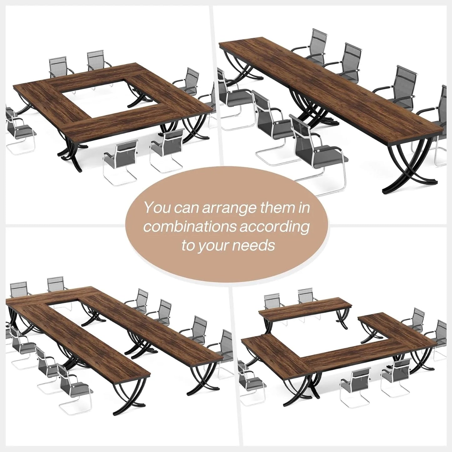 Vergadertafel – Vergadertafel Klein – Bureautafel – Overlegruimte – Kantoor – 6 Tot 8 Personen – Krasbestendig Werkblad - 200 x 70 x 75 cm - Bruin