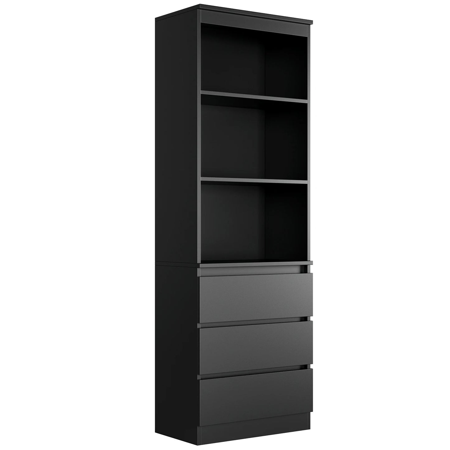 Boekenkast – Boekenplank – Opbergkast – Displaykast – Vitrinekast – Ruime Opbergruimte – Hoogte 180 cm – Zwart Variant - QUORE