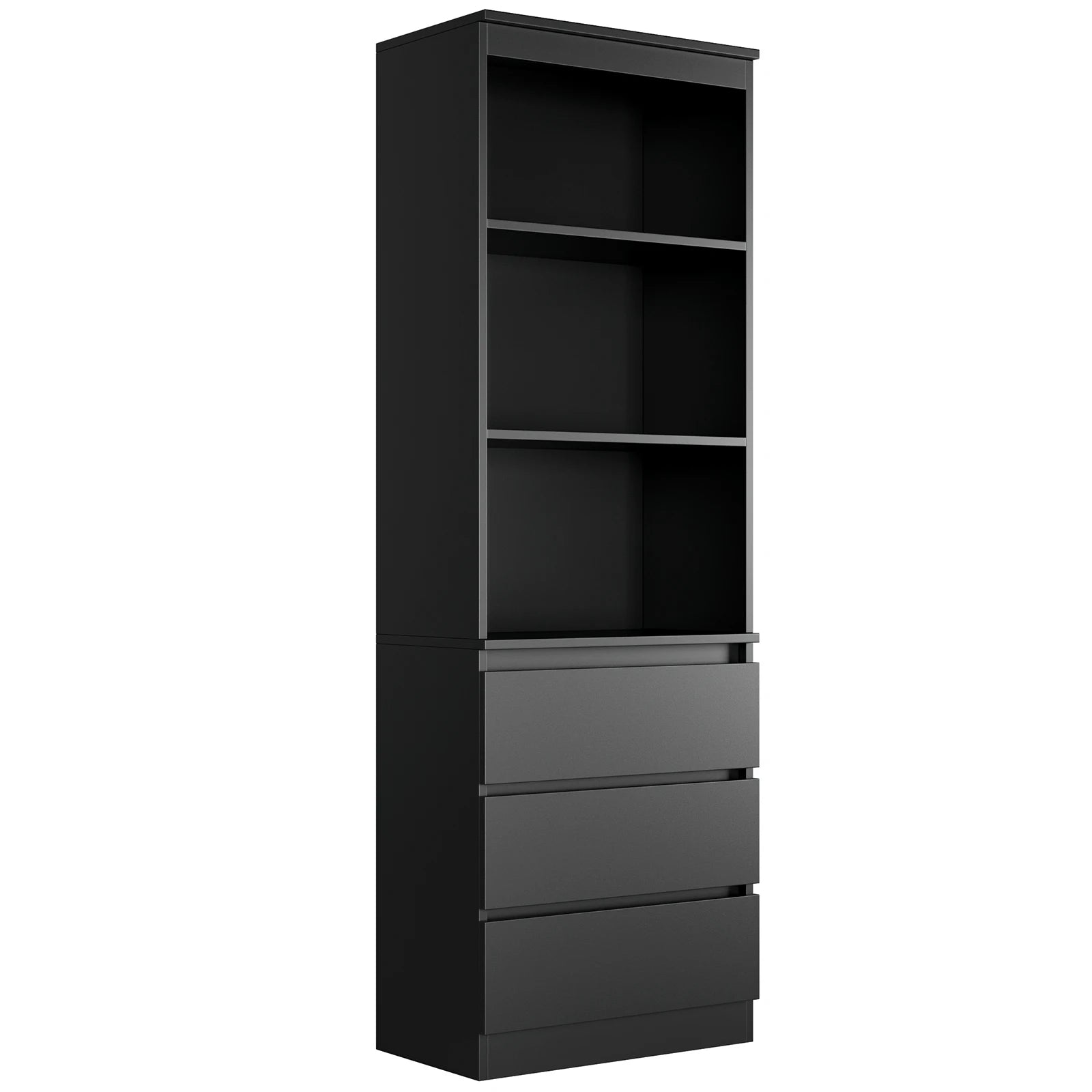 Boekenkast – Boekenplank – Opbergkast – Displaykast – Vitrinekast – Ruime Opbergruimte – Hoogte 180 cm – Zwart Variant - QUORE