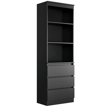 Boekenkast – Boekenplank – Opbergkast – Displaykast – Vitrinekast – Ruime Opbergruimte – Hoogte 180 cm – Zwart Variant - QUORE