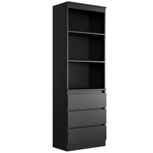 Boekenkast – Boekenplank – Opbergkast – Displaykast – Vitrinekast – Ruime Opbergruimte – Hoogte 180 cm – Zwart Variant - QUORE