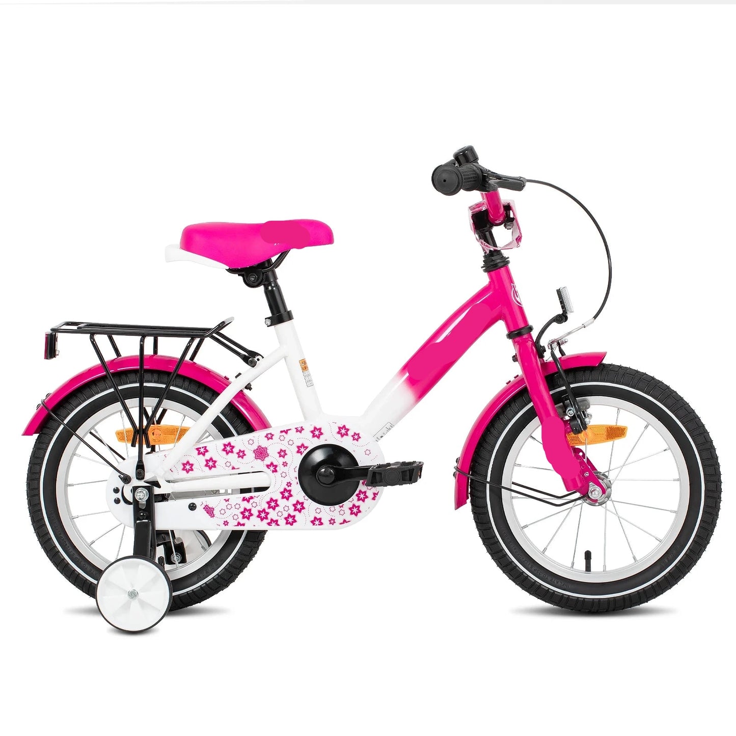 Kinderfiets - Loopfiets - Kleuterfiets - met Zijwielen - Inclusief Bel & Achterrek - Leuke Fiets - voor Meisjes en Jongens - van 2-7 Jaar - 12inch - Metaal - Roze
