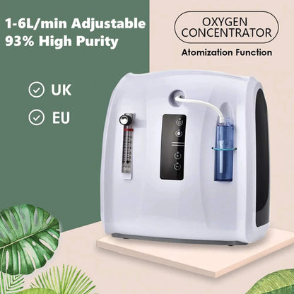 Zuurstofconcentrator – Zuurstofapparaat – Ademhalingstoestel – Oxygenerator – Zuurstofmachine – Instelbare Zuurstofstroom 1-6L/min – Stil Geluid ≤48dB