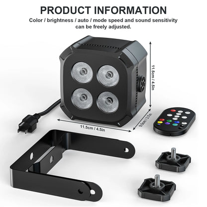 LED Par Light – Podiumverlichting – DJ Lamp – Stage Light – Disco Licht – 8-delig EU Plug – 30W RGBWYP+CYAN LEDs – DMX & Afstandsbediening