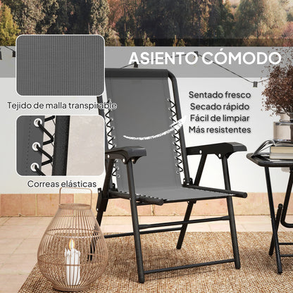 Buitenmeubelset – Tuinset – Balkonmeubelen – Terrasmeubilair – Compact Ontwerp – Gepoedercoat Staal – Textilene Stoelen - 64 x 70 x 87 cm - Donkergrijs