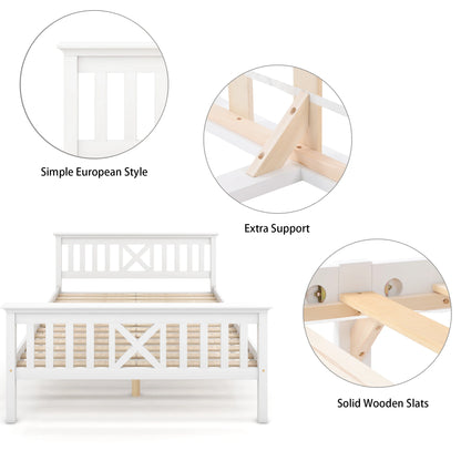 Bedframe – Bed – Slaapbank – Slaapbed – X-Vormig Hoofdeinde – Massief Dennenhout – Met Lades