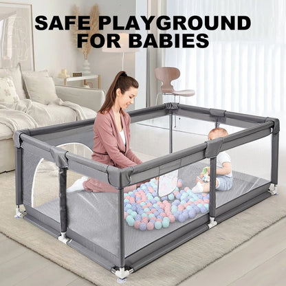 Baby Box – Kinderbox – Grote Speelbox – Kruipbox – Veilige Speelruimte Voor Baby's en Peuters – Robuuste Box Voor Binnen – 120x180x66 cm – Ideaal Voor Spelen en Ontdekken – Grijs