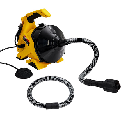 Afvoerontstopper Elektrisch – Rioolontstopper – Kabelontstopper – Sifonontstopper – Pijpontstopper – Gele 9 Meter Kabel – Voetpedaal Automatische Kabelvoeding – Draaibare Kabelkop